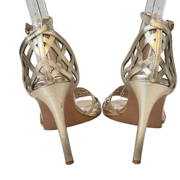 VIA SPIGA Women's Shoes Gold Leather Heels Stilettos Size 9.5M Eu 41 - Picture 4 of 13